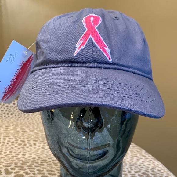 NWT Support The Cure Gray Baseball Hat/Cap~Pink Ribbon~Breast Cancer Awareness - Picture 3 of 13